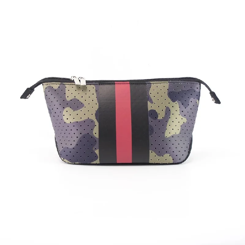 Army Camo With Red/Blk Stripe Cosmetic/Wallet/Purse Neoprene Bag