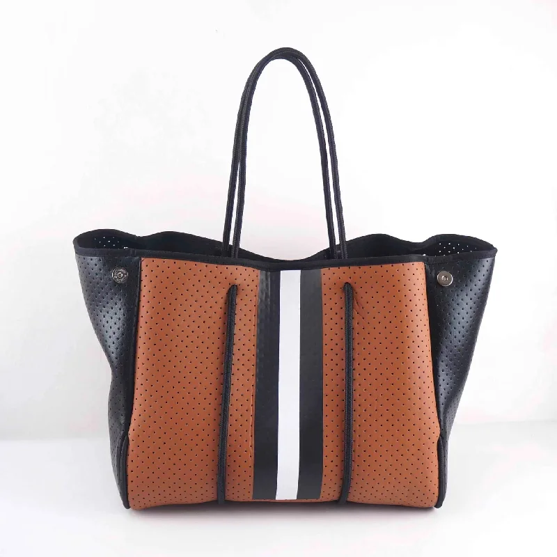 Brown with Metallic Black Neoprene Tote Bag