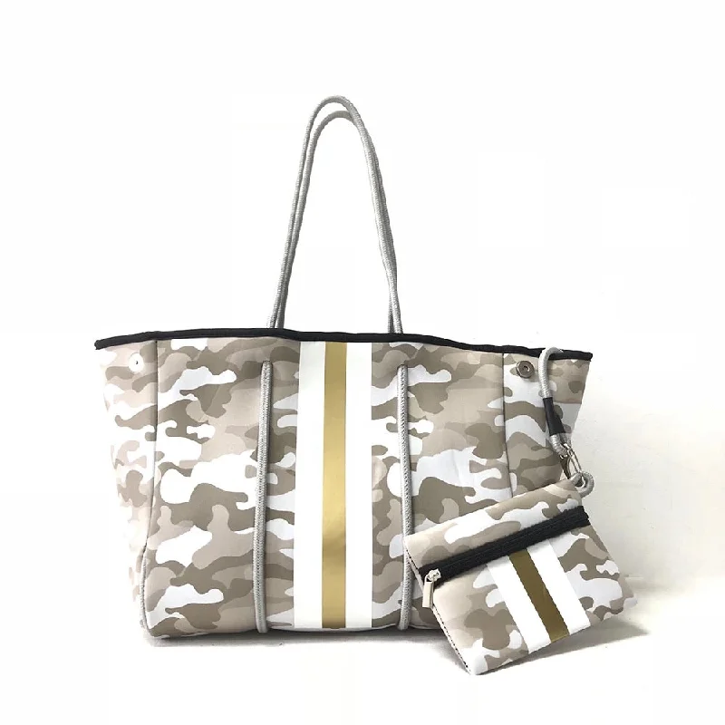 Beige Mix Camoflauge Neoprene Tote