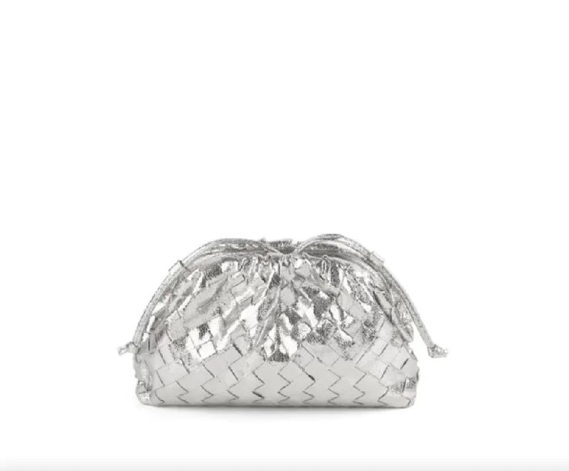 Woven Cloud Clutch Metallic Silver