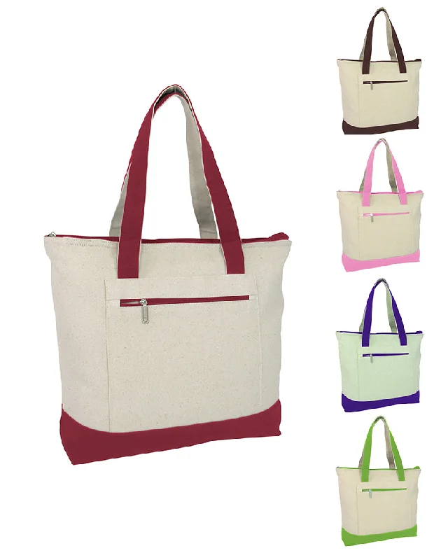 Heavy Canvas Zippered Shopping Tote Bags - Alternative Colors