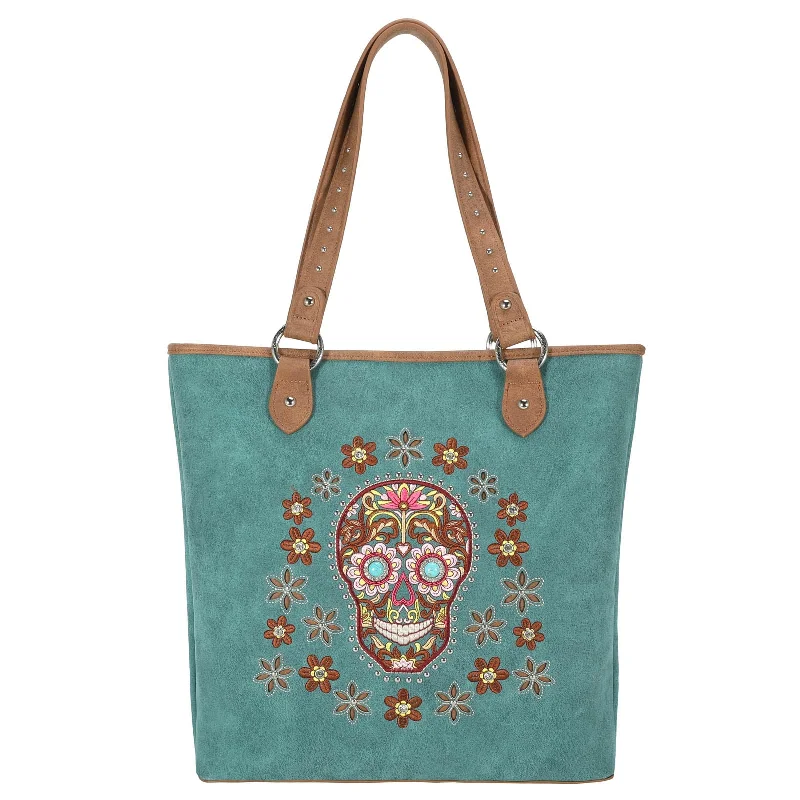 MW1121G-8113 Montana West Sugar Skull Collection Concealed Carry Tote