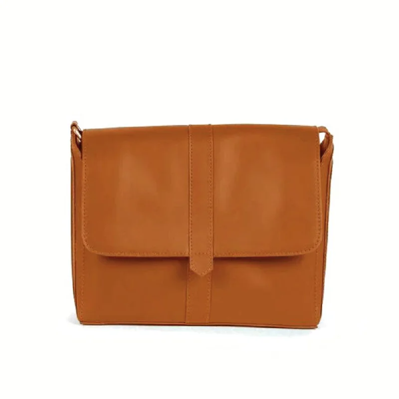 Crossbody Satchel in Camel Leather