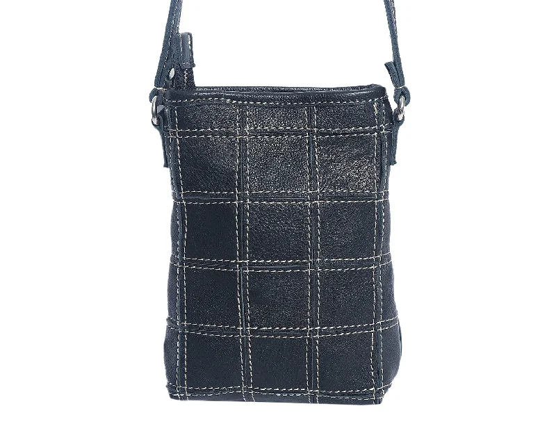 Elegance Redefined: Black Leather Sling Bag with White Stitching. Art: BG-1477