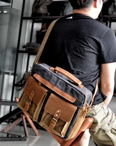 Waxed Canvas Mens Postman Bag Side Bag Shoulder Bag Messenger Bag For Men