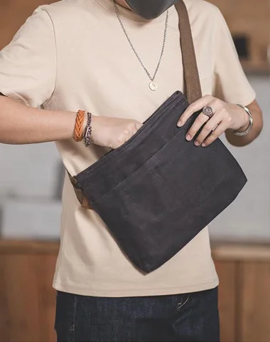 Cool Casual Canvas Men's Gray Side Bag Postman Bag Messenger Bag For Men