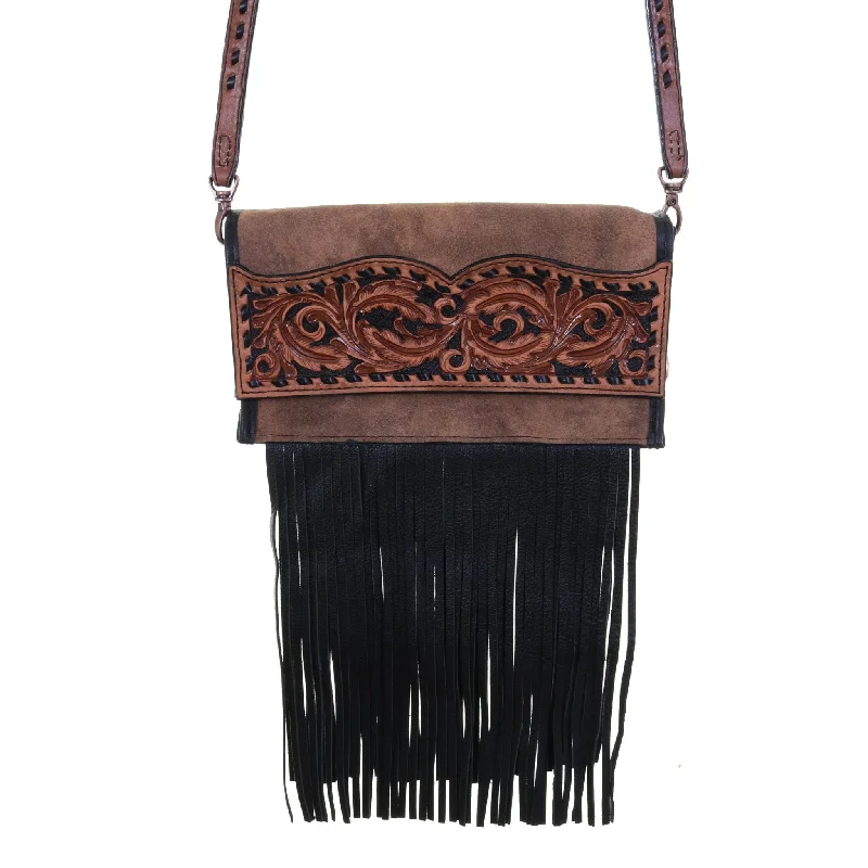 CSP14 - Pecan Vintage Tooled Clutch Stadium Purse