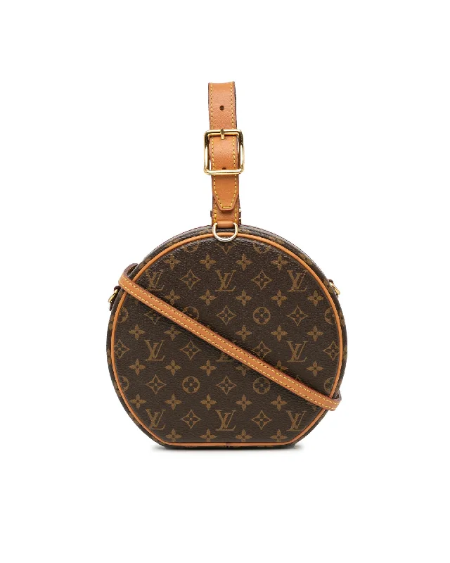 Monogram Canvas Petite Boite Chapeau with Vachetta Leather Handle and Shoulder Strap