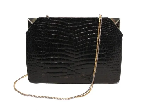 Judith Leiber Vintage Black Alligator Clutch