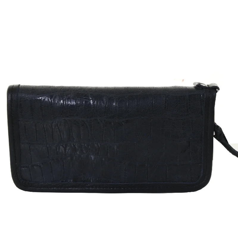 LZW42 - Black Knife Tail Ladies Zipper Wallet