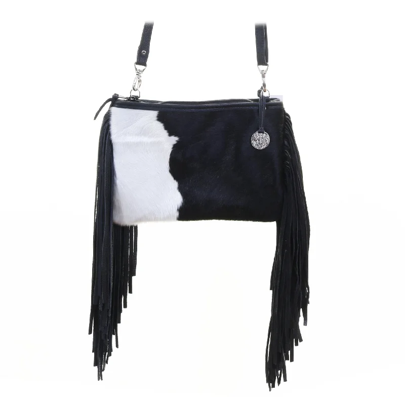 MDC47 - Black and White Cowhide Medium Clutch