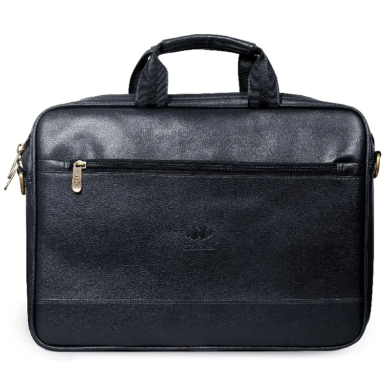 THE CLOWNFISH Biz Faux Leather 15.6 inch Laptop Messenger Bag Briefcase (Black)