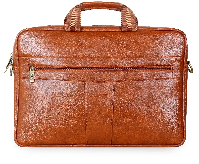 THE CLOWNFISH Icon Faux Leather 14 inch Laptop Messenger Bag Briefcase (Tan)