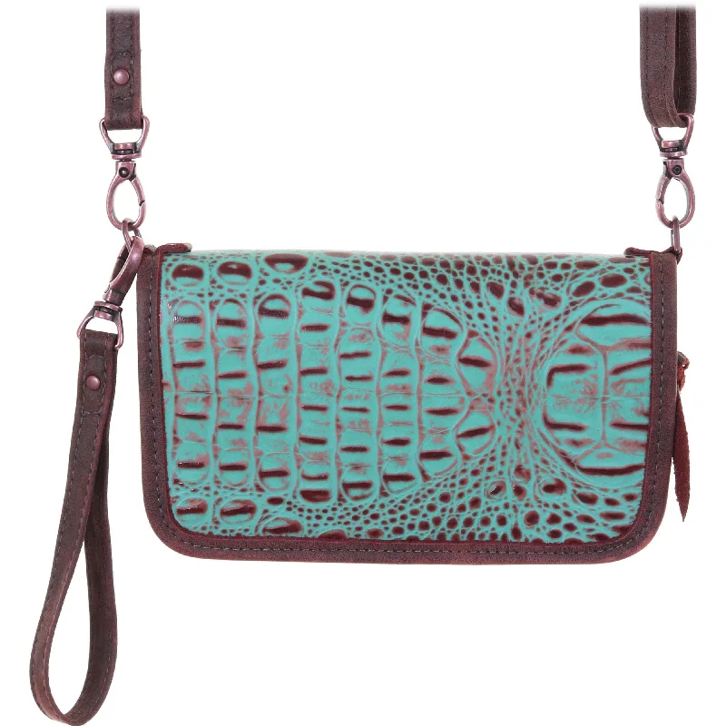 CO169 - Vintage Mint Crocodile Print Clutch Organzier