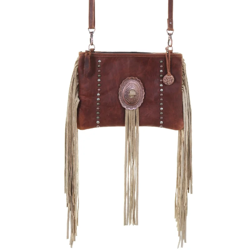 MDC02 - Brandy Pull-Up Fringe Medium Clutch