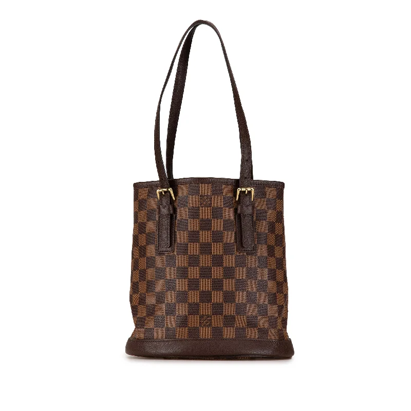 Brown Louis Vuitton Damier Ebene Marais Bucket Bag