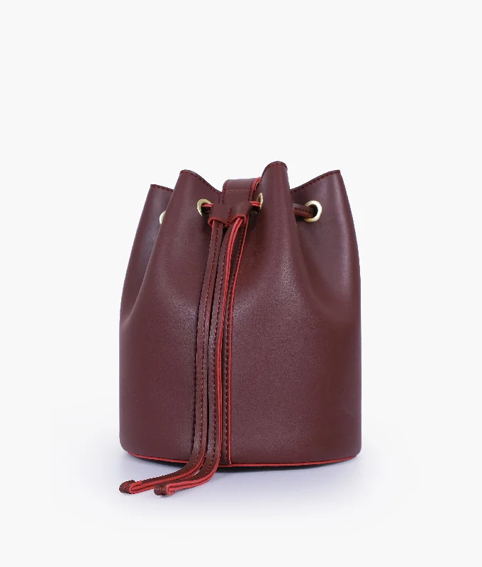 Burgundy loop handle bucket bag