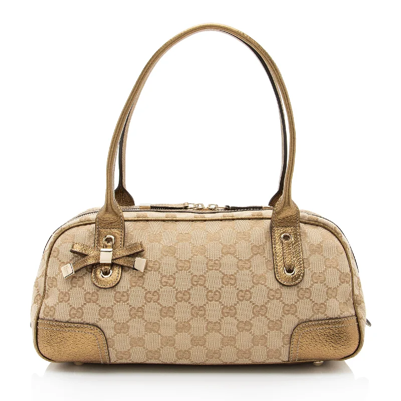 Gucci GG Canvas Metallic Leather Princy Medium Boston Bag (SHF-af8xb3)