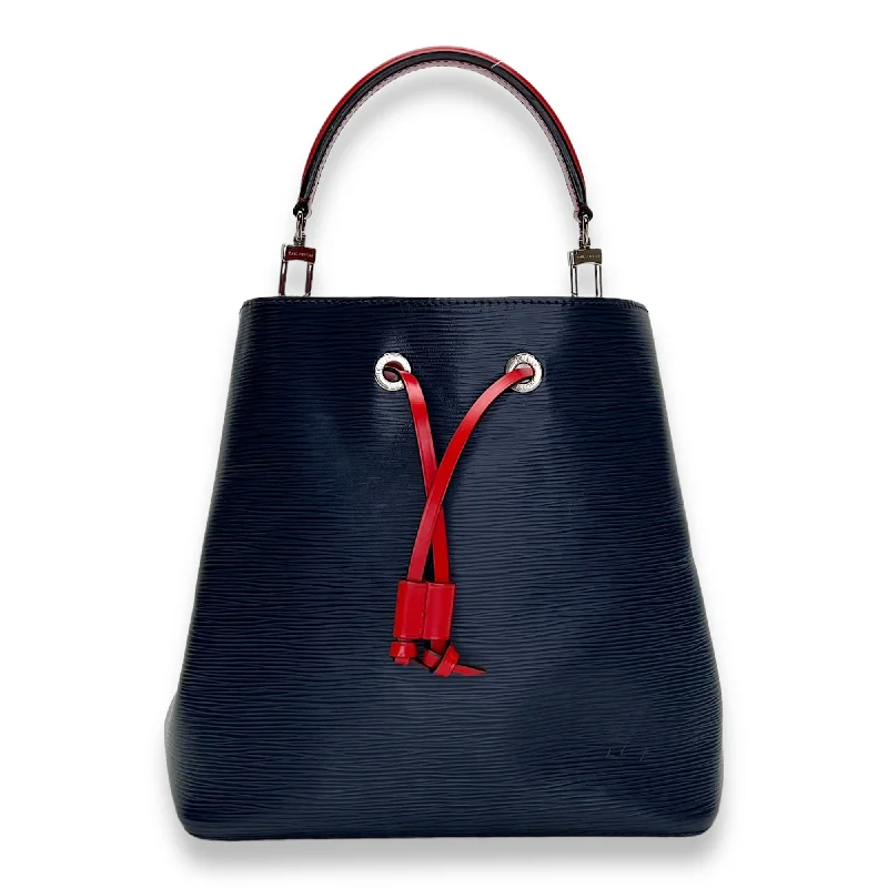 NeoNoe MM Navy Bucket Bag in Epi Leather, Silver hardware