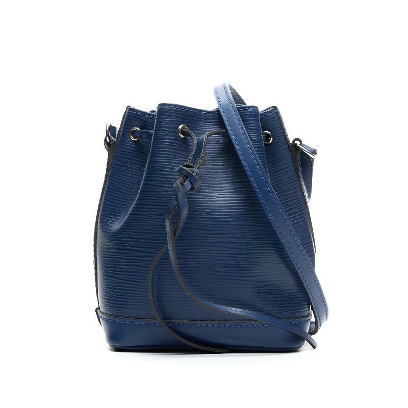 Noe Nano Blue Bucket Bag in Epi Leather, Silver hardware