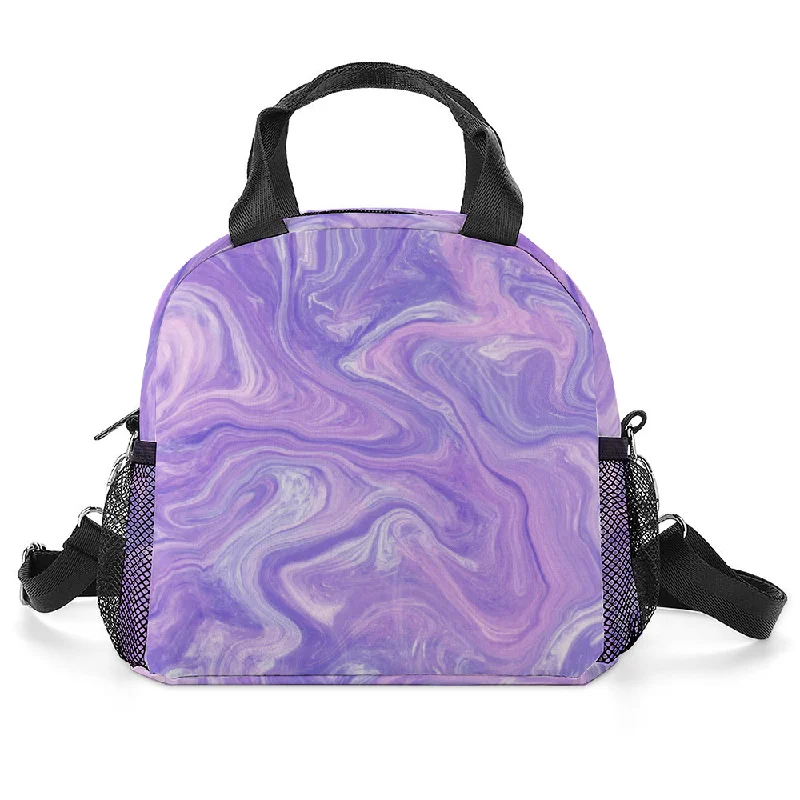 Purple Liquid Insulated Lunch Bag with Handles & Shoulder Strap