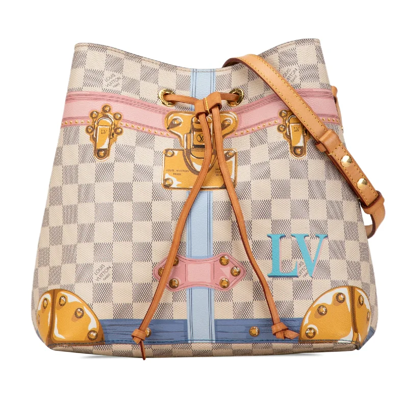 White Louis Vuitton Damier Azur Summer Trunks Neonoe Bucket Bag